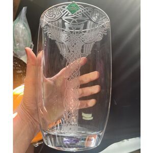 Edinburgh Crystal Celtic Wings Vase 9" Scotland Scottish Irish Vintage Design